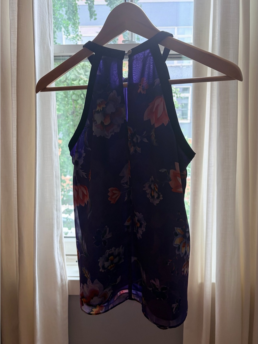 Whimsy Fairy Boho Floral A Line Halter Top Purple Black Size XS - Picture 9 of 9